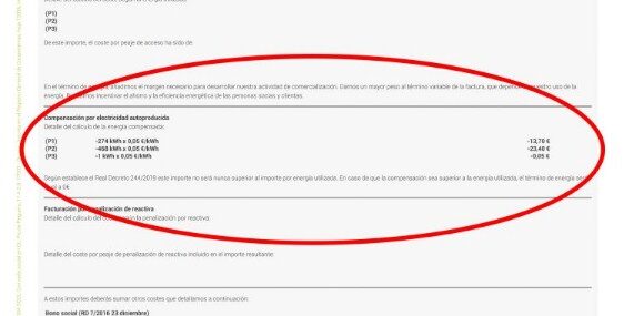 Factura de SOM Energía con compensación de excedentes
