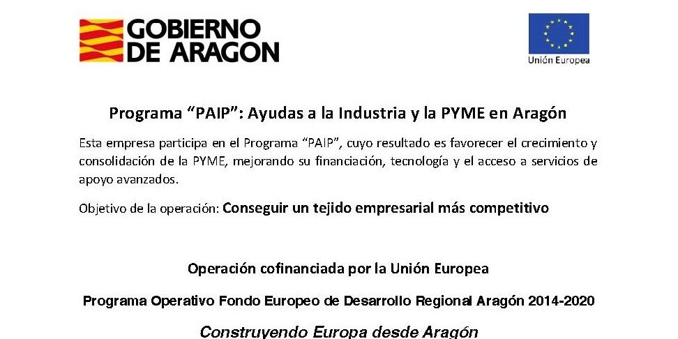 Etiqueta del Programa PAIP: Ayudas a la Industria y la PYME en Aragón